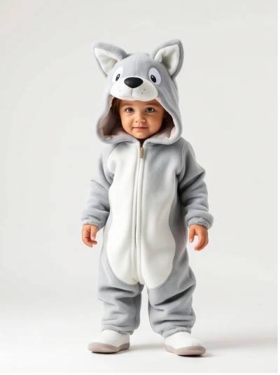 Kigurumi Infantil Lobo Cinza