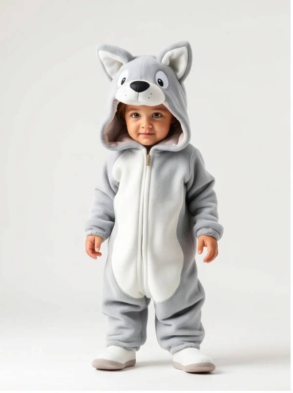 Kigurumi Infantil Lobo Cinza