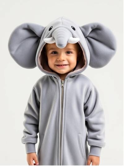 Kigurumi Infantil Elefante Cinza