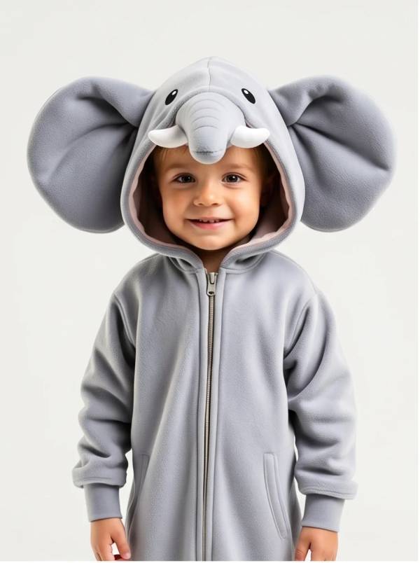 Kigurumi Infantil Elefante Cinza